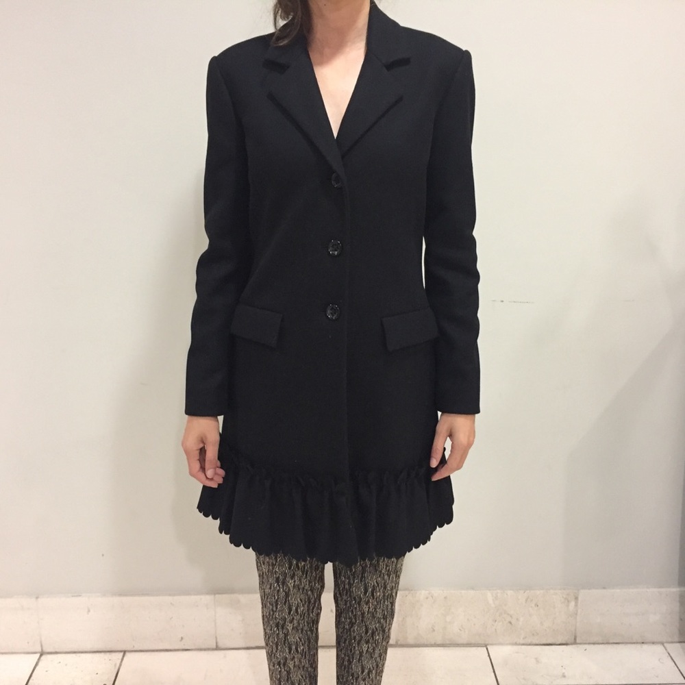 Red Valentino Wool Coat with Ruffle Trim - Picture 6 of 6